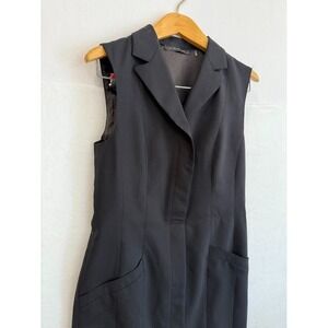 VTG Elie Tahari Black Sheath Dress Button Down Office Business Minimalist Size 6